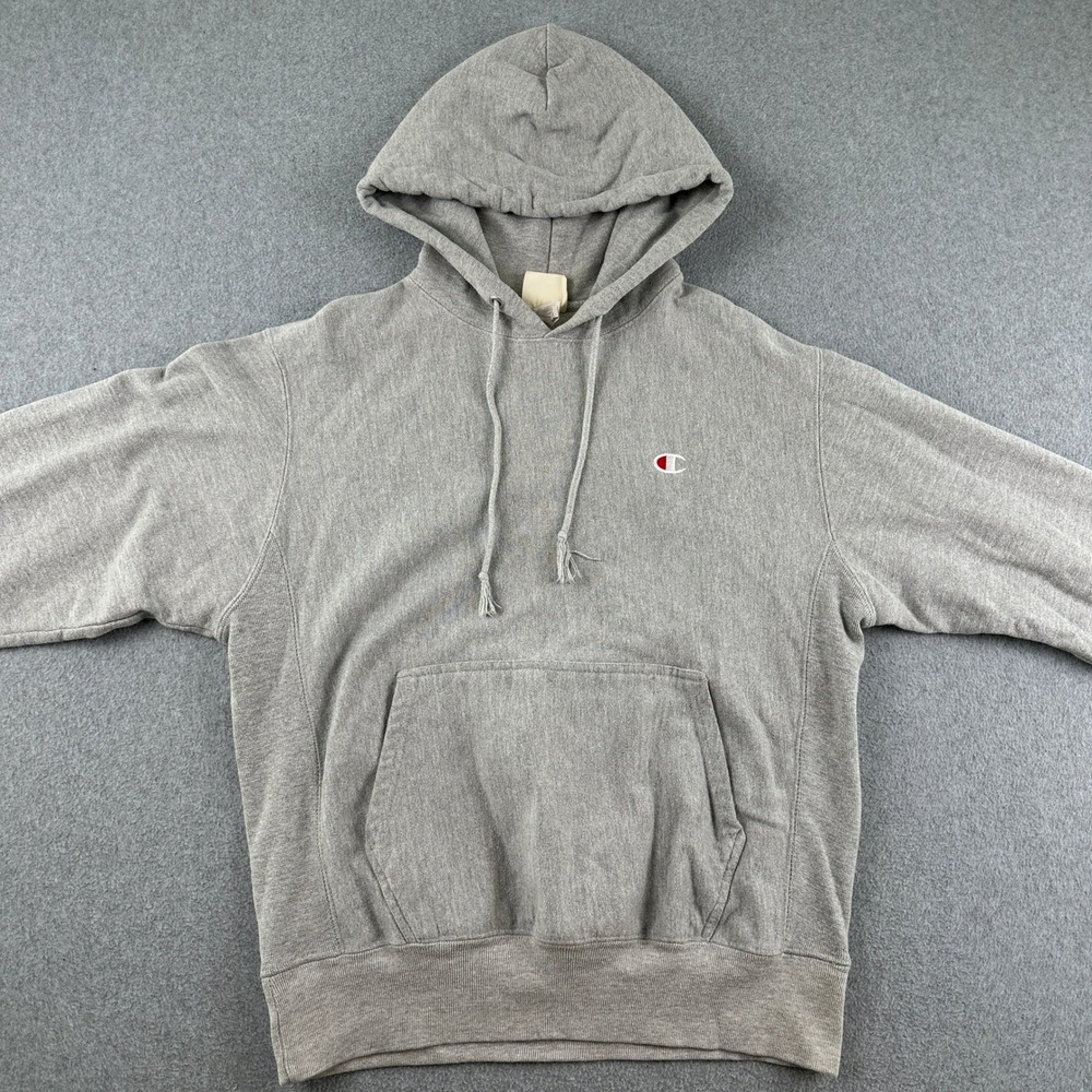 Champion Hoodie Mens Medium Gray Reverse‎ Weave Pullover Sweatshirt Athletic